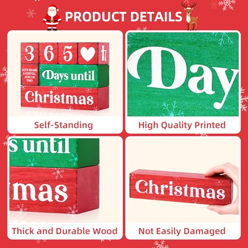 Gleegreets 365 Days Christmas Countdown Wooden Decor Set with Dice - A-Christmas Countdown