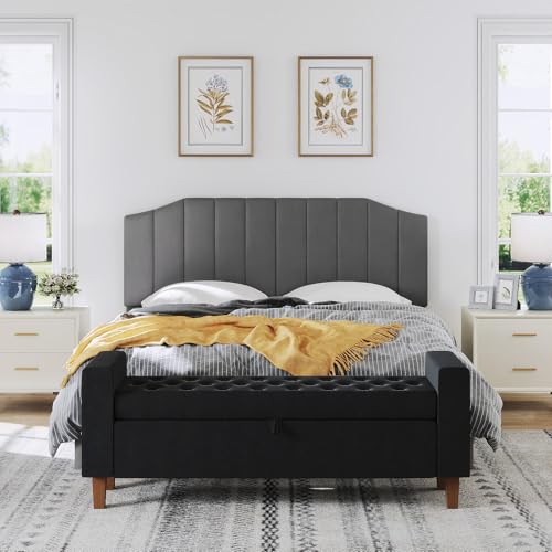 Velvet King Headboard Wall Mount - Dark Gray, Modern Design, Bed Frame Compatible