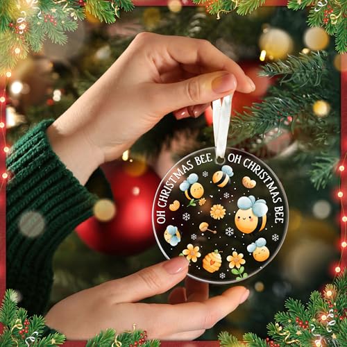 Bee Christmas Ornament 2026 – Bumblebee Gift for Bee Lovers, Acrylic Holiday Decor