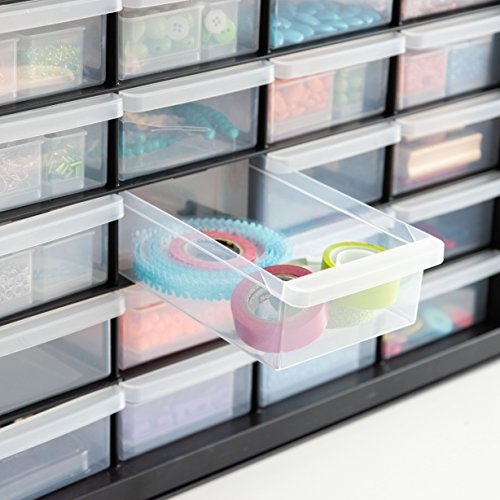 24-Drawer Plastic Storage Cabinet - Black, Multi-Purpose Organizer for Garage, Classroom, or Workshop - Made in USA