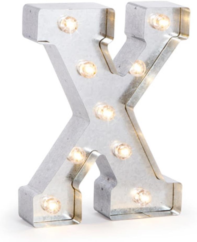 Silver Metal Marquee Letter J - 9.87” Tall Galvanized Decor for Events & Home
