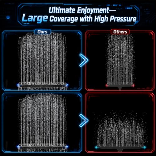 Matte Black 12-Inch Rain Shower Head with Handheld & Magnetic Mount - High Pressure, Dual Mode