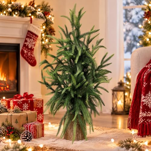 2ft Premium Artificial Norfolk Pine Tree with Realistic Wood Pot - Holiday & Indoor Decor