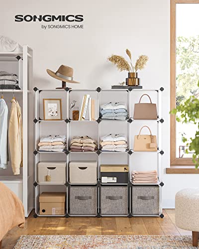 White 16-Cube Storage Organizer - Plastic Stackable Shelf Without Doors