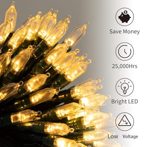Brightown Battery Operated Christmas Lights 2 Pack 18 FT 50 LED Warm