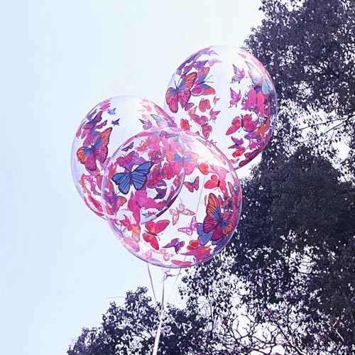 Bobo Balloons Butterfly Printed,Helium Style Transparent Bubble Clear Balloons,Gifts for Christmas,Wedding,Birthday Party Decorations (Butterfly, 24 inch 10 Packs)