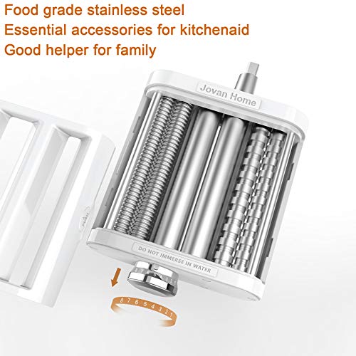 3-in-1 Pasta Maker Attachment for KitchenAid Stand Mixers - Stainless Steel Cutter & Roller
