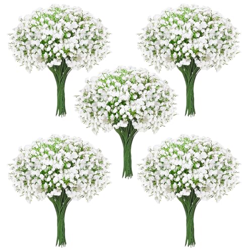 Cherica White Baby’s Breath Artificial Flowers 100Pcs - Real Touch Wedding Decor