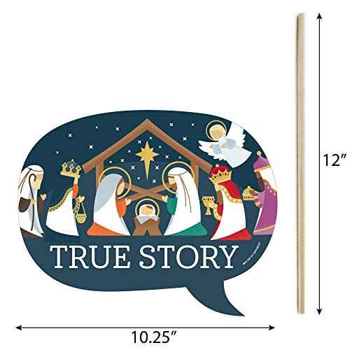 Big Dot of Happiness Funny Holy Nativity - Manger Scene Religious Christmas Photo Booth Props Kit - 10 Piece