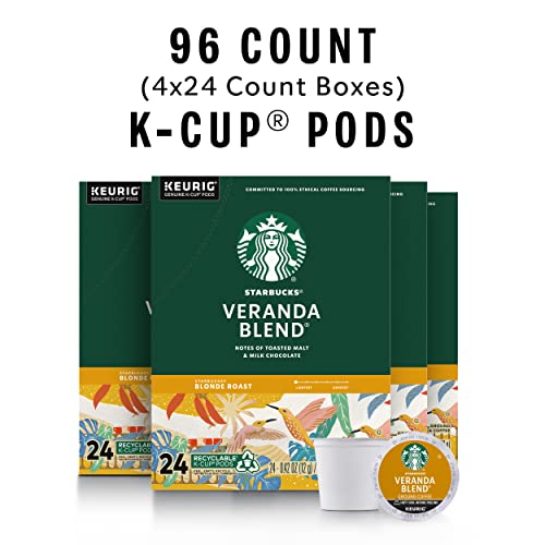 Starbucks Veranda Blend Blonde Roast Coffee Pods 24 Count - Pack of 4, 96 Pods Total