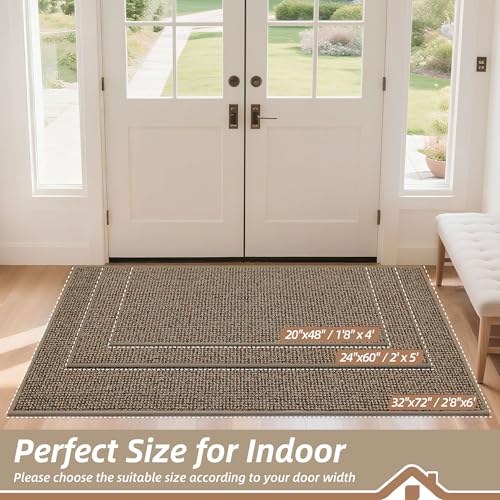 BEQHAUSE Beige Dirt Trapper Door Mat 32x72 Inches Non-Slip Washable Entryway Rug