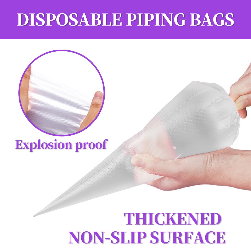 24 Inch Disposable Large Piping Bags,100 PACK Extra Large Thick Pastry Bags with 6 Bag Ties, Thickened Icing Bags,Cake Decorating Bags,Frosting Bags for Cake Decorating Cream Frosting