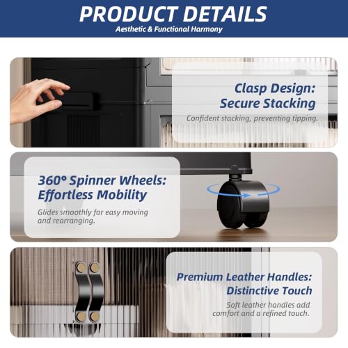 SAILUN 140Qt Stackable Storage Bins with Lid - Black | 4 Pack, 18x11x41 inches