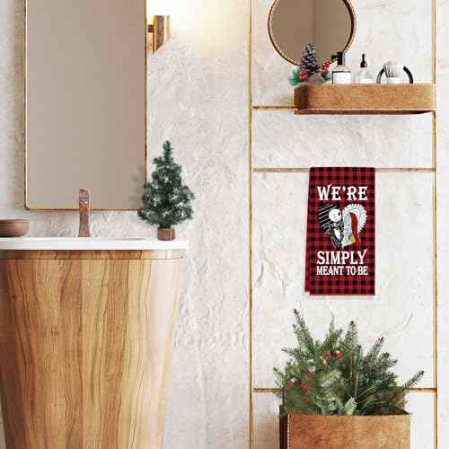 Nightmare Christmas Kitchen Towel, Nightmare Christmas Kitchen Bathroom Decorations, Holiday Hand Towel Dish Cloth for Women Men, Jack Sally Meant to Be Xmas Home Decor Party Favors