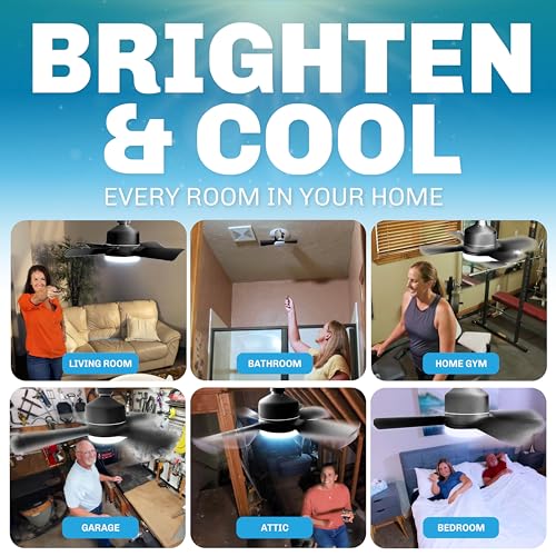 Bell+Howell Socket Breeze 15.4" Portable Fan Light with Remote - Black