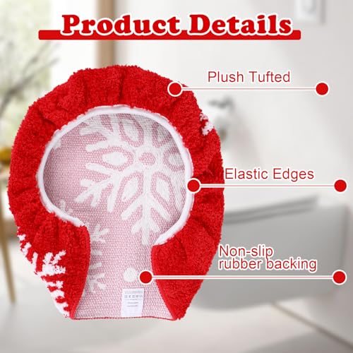 FYSUIMU Christmas Toilet Seat Cover Red White Winter Snowflake Soft