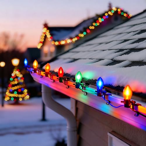 C7 C9 Outdoor Christmas Lights Clips, Adjustable & Quick, Green,100