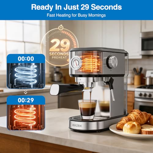 20 Bar Espresso Machine with Milk Frother & Touchscreen - Silver