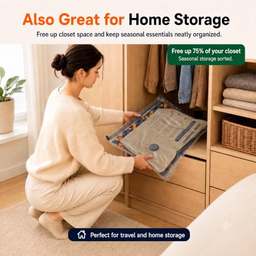 Fuvoebd 9 Pack Travel Vacuum Bags with Electric Pump - Space Saver Compression Set (Combo of 3 Sizes)