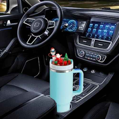 Christmas Stanley Cup Lid Accessories 12pcs,Straw Toppers for Stanley Cups 40 Oz Cute,10mm Silicone Straw Covers Cap for Tumblers