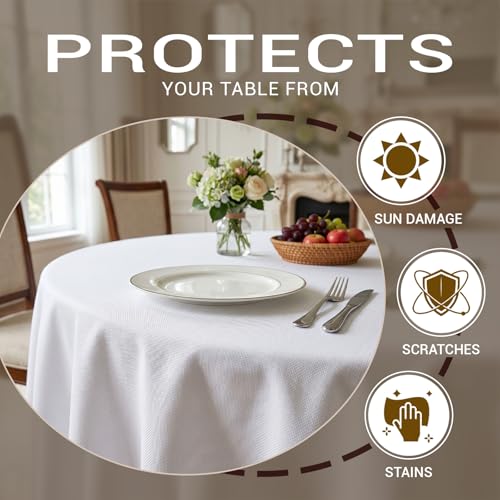 White Round Tablecloth 120 Inch 10 Pack - Washable Polyester Cover for 48-72 Inch Tables - Wedding & Party Linen