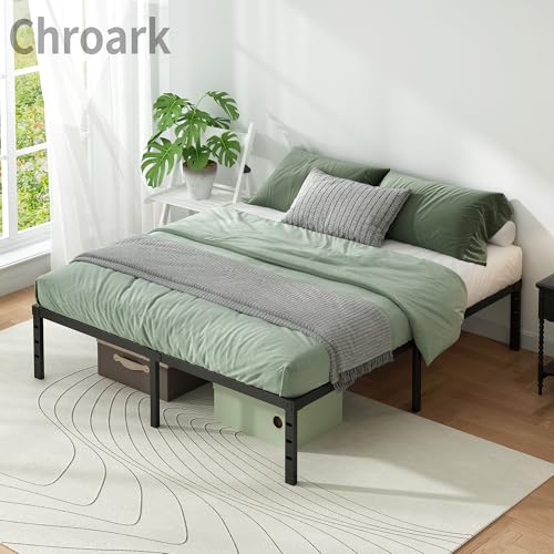 King Size Metal Platform Bed Frame 18 Inch Heavy Duty Steel Support No Box Spring Needed Black - Easy Assembly & Underbed Storage