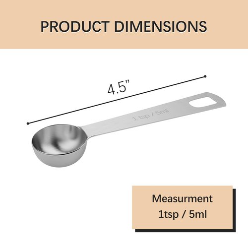 BERYLER 1PCS 1tsp (1/3tbsp, 5ml) Single Measuring Spoon, Stainless Steel Individual Teaspoons Only