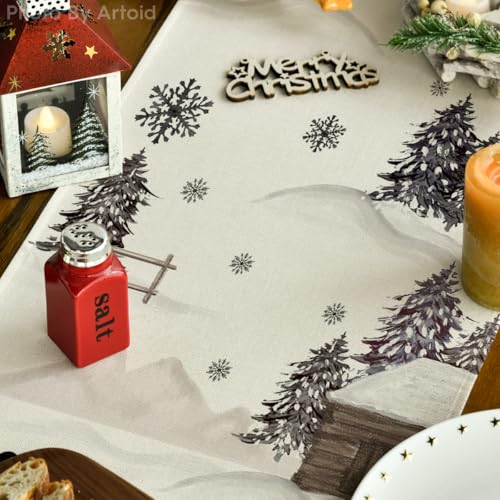 Artoid Mode Black Snowman Xmas Table Runner 13 x 108 Inch Holiday Home Decor