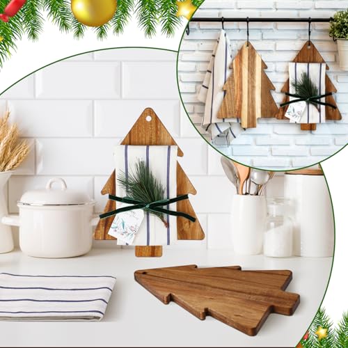 Potchen 9-Piece Christmas Tree-Shaped Cutting Board Gift Set with Towel, 11.8 x 9 inches