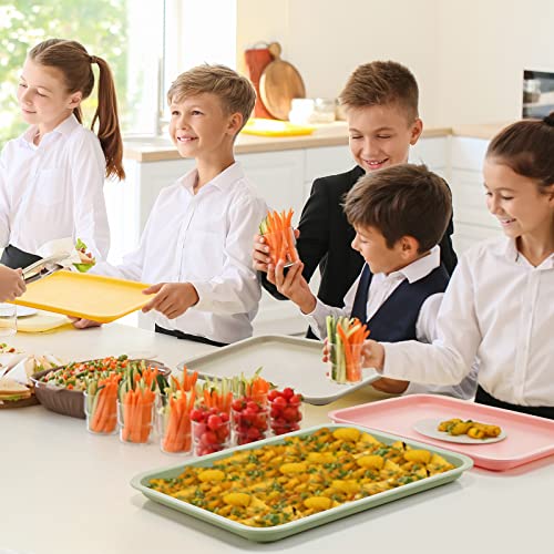 Colorful Plastic Serving Trays - 24 Pack Rectangular Food Platters for Cafeteria & Restaurant - Elegant Colors