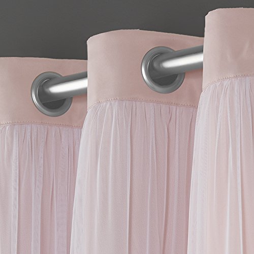Indoor Double Layer Sheer Blackout Curtains 52x84 Rose Blush 2-Pack