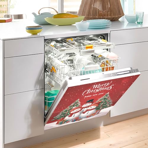 Three Snowmen Magnet Cover for Dishwasher 23x26in Multicolored SHJI