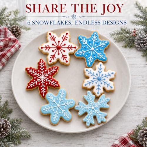 6PCS Snowflake Cookie Cutters Set - Stainless Steel Christmas Baking Molds