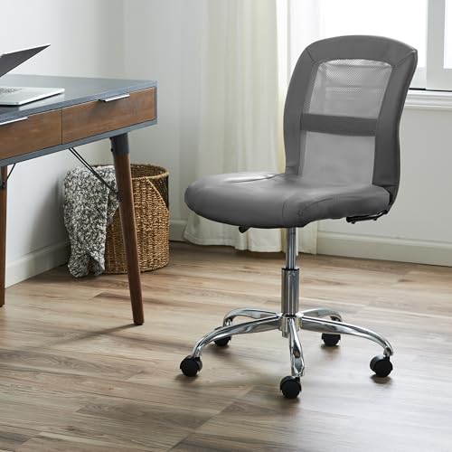 Grey Serta Armless Small Home Desk Chair with Wheels, Mesh Back Ergonomic