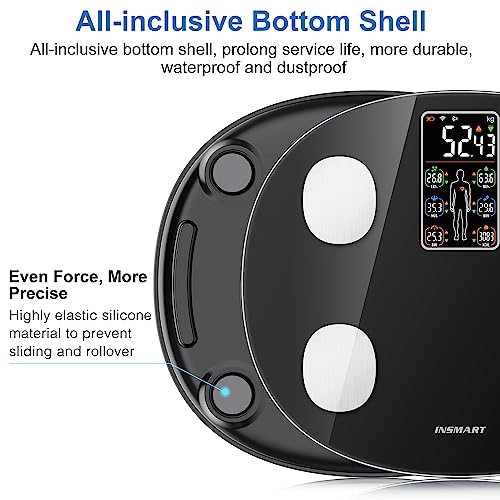 INSMART Body Fat Scale with Heart Rate & Large LCD Display - Black