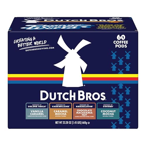 Dutch Bros Flavored Coffee Pods Variety Pack - 60 Count, Medium Roast, 4 Flavors