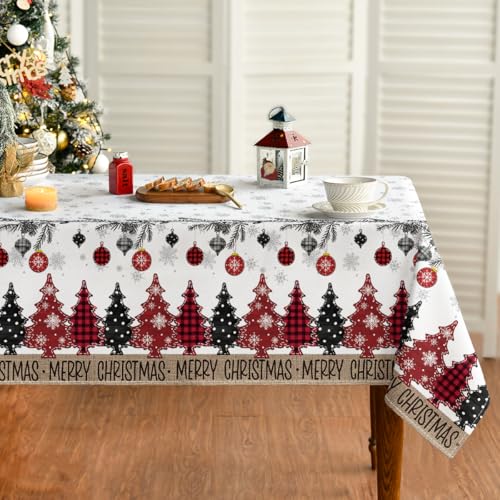 Horaldaily Christmas Tablecloth 60x104 Inch Red Rectangular Holiday Decor