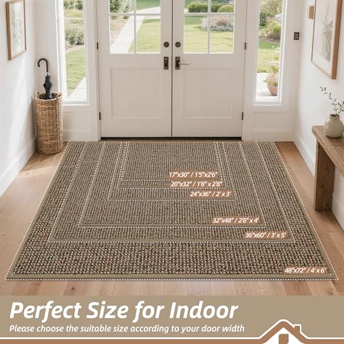 BEQHAUSE Beige Dirt Trapper Door Mat 32x48 Inches Non-Slip Washable Entry Rug