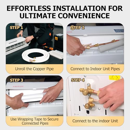 10FT Mini Split Line Set with 1/4 & 3/8 Inch Copper Pipes Insulation Kit - HVAC