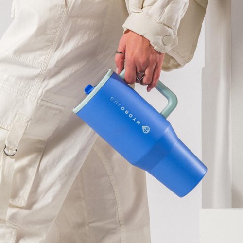 HydroJug Traveler - 32 oz Insulated Water Bottle with Handle & Flip Straw - Leak Resistant, Riptide