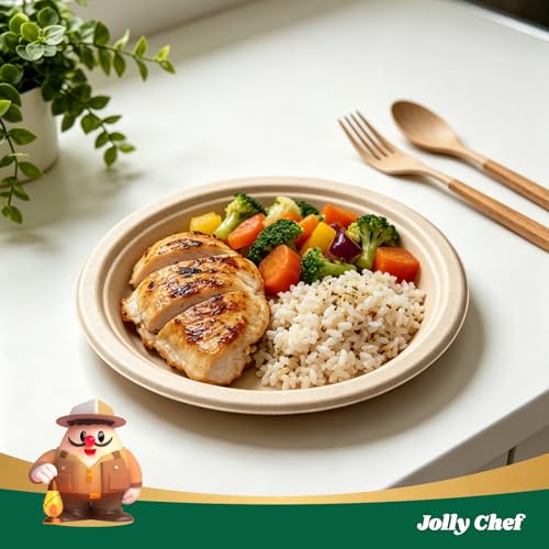 Compostable Heavy Duty 10 Inch Disposable Eco-Friendly Paper Plates - Pack of 500, Brown, Food Service