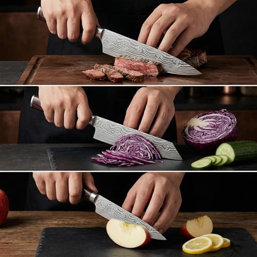 Japanese Knife Set 3 Pieces with Sheaths - Silver Variation