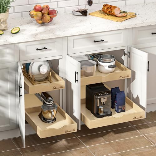 WelFurGeer 20''W x 21''D Natural Birch Wood Soft Close Pull Out Cabinet Drawer with Heavy Duty Slides