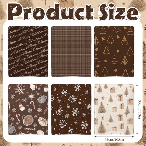 Moukeren Vintage Print Christmas Chair Covers 6pcs Brown Holiday Seat Slipcovers
