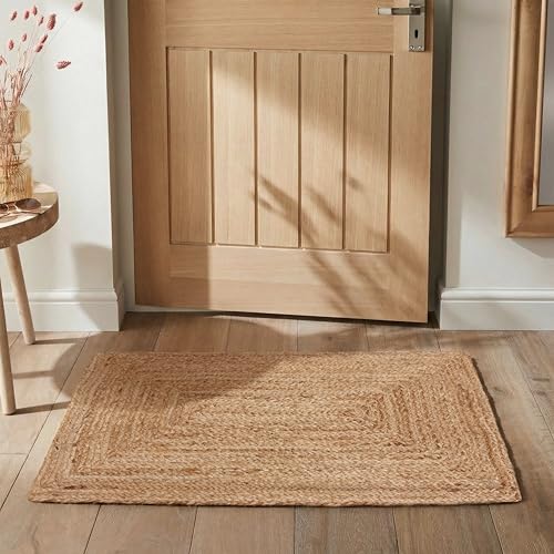 Hausattire 2'x3' Natural Jute Braided Kitchen Rug - Handmade Durable Reversible Mat
