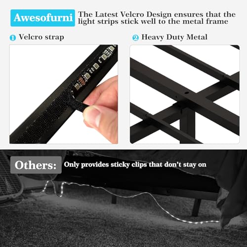 Floating Bed Frame Twin XL with Smart LED Lights - Modern Suspended Design