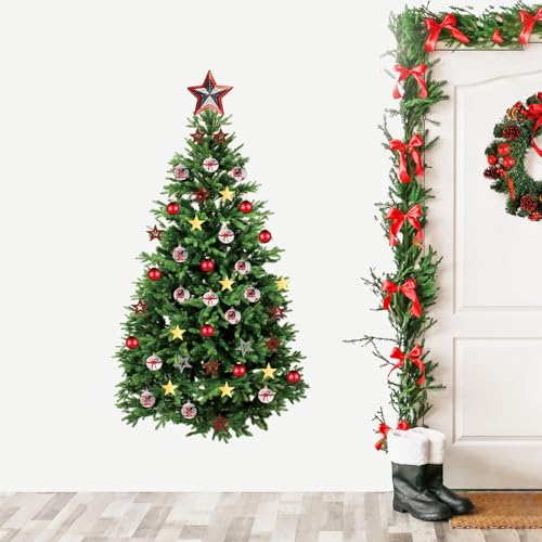Kasubeso Large Christmas Tree Wall Decal 66x35 in - Removable DIY Holiday Wall Decor