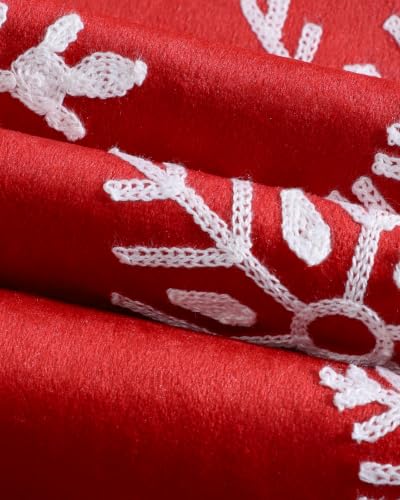 MuseHaus Winter Crimson 13x72 Velvet Embroidered Table Runner