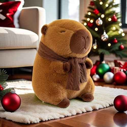 Cute Capybara Plush Toy Pillow Adorable Capybara Stuffed Animal for Kids and Adults 9.8inch Soft and Squishy Capibara Plushie Pillow Doll Xmas Gift£¨Scarf Style£©