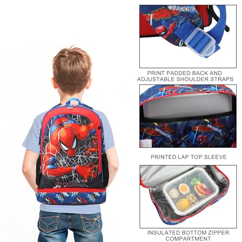 Kids Spider-Man Backpack Set with Lunch Kit & Water Bottle - Red, One Size